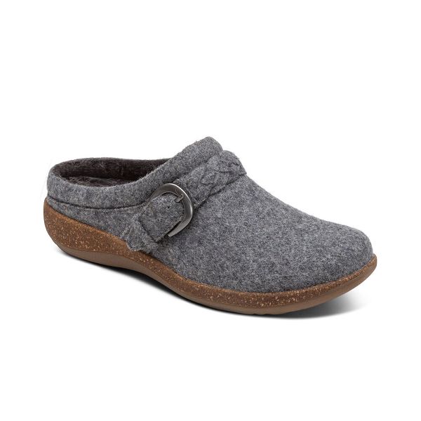 Aetrex Women's Libby Comfort Clogs Grey Shoes UK 0963-190